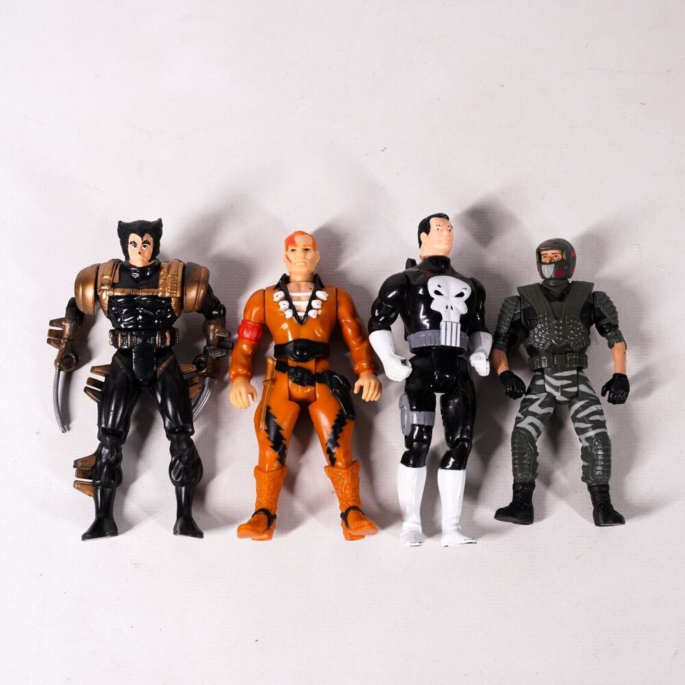 Wolverine Punisher GI Joe Fighter Action Figure Toy Lot x4 Marvel Figurine Model